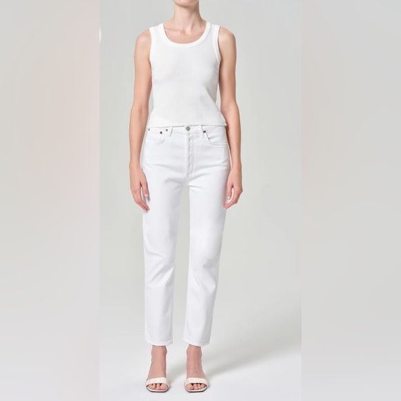 Agolde Denim - Agolde Riley High Rise Straight Crop White Size 25 Preppy Classic Vacay